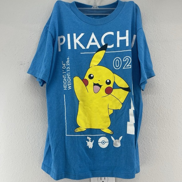Pokemon Other - Pokémon Pikachu 025 Stats T-shirt 2016 Blue S Youth SS Cotton Blend